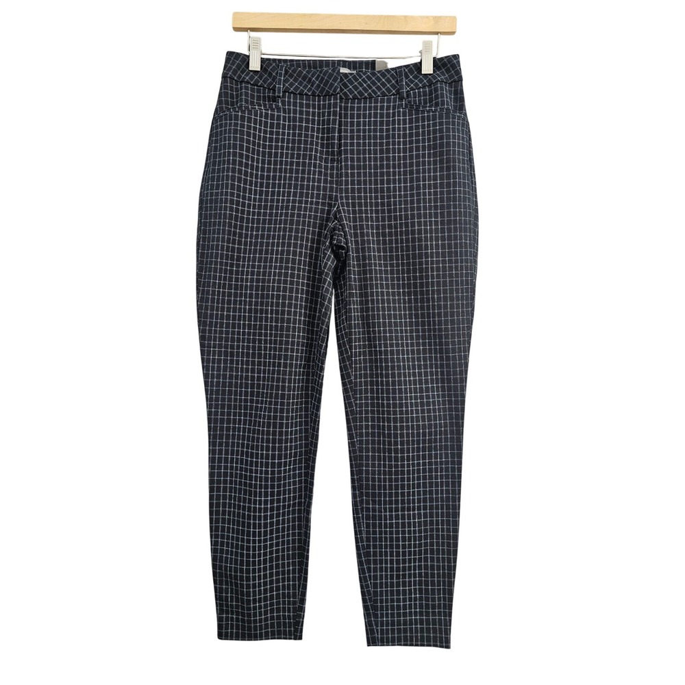 Maurices Pants Womens 5/6 Short Black Grid Skinny Ankle Mid-Rise Stretch Trouser